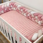 5 Strand Braided Bumper Pink White And Check Gingham