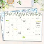Monthly Planner Greenery Watercolor Undated Desk Calendar And Planner For Organizing And Scheduling Tasks Productivity Tracker G