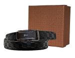 Fino AT202 Genuine Leather Mens Block Design Auto Ratchet Belt With Box