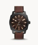 Fossil Machine Three-hand Date Dark Brown Litehide Men's Leather Watch FS5972