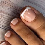 White French Tip Press On Toenails For Women French Artificial Fake Toenail Press Ons Short Square Acrylic Press On Toe Nails Re
