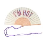 Colourful I'm Hot Handheld Fan - Wood & Textile