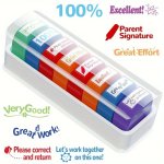 Graded Classroom Stamps Parent Signature Teacher Auto-refilling Stamp Set Homework Teacher Supplies 8PCS SET With Storage Tray