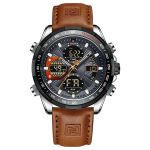 Men's Pathfinder Dual Display Leather Wrist Watch - Brown