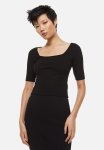 Ribbed Jersey Top - Black