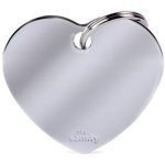 Myfamily Large Heart Pet Id Tag - Chrome Brass Waggs Online Pet Shop