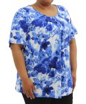 Ladies Printed Pleat Flare Tunic - 60 Blue wht