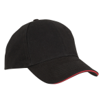 6 Panel Sandwich Peak Cap - Black red Std Regular