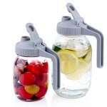 Mason Jar Pour Spout Lid Regular Mouth With Handle Airtight & Leak-proof Flip Cap Lid Easy Open & Pour Turns Your Mason Jar Into