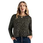 Flocked Animal Print Jacquard Top - Forest Green Free
