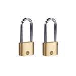30MM Brass Long Shackle Padlock - Duo Pack