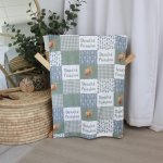 Fleece Blanket Highland Cow Farm And Arrow Sage Green And Beige Set