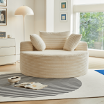 Round Corduroy Lounge Chair For Cozy Spaces - Grey