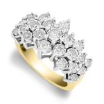 9CT Yellow Gold 1CT Diamond Cluster Ring