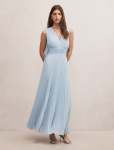 Leia Pleated Cape Maxi Dress - 18 Soft Blue