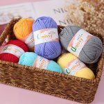 6PCS Acrylic 70.00% Rayon 20.00% Cotton 10.00% Yarn MINI Soft Combed Yarn For Crocheting And Knitting Scarf Sweater Shawl Throw 