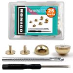 Honigo 24 Pcs Gold Rivets Stud Handbag Purse Feet 1 2 Inch Round Metal Solid Brass Studs Screw Back Feet 12MM Buckle Spikes Leat