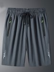 Men's Summer Quick Dry And Comfy Geometric Pattern Sports Shorts With Drawstring And Zippered Pockets Versatile For Outdoors And