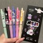 Series Cinnamoroll Kuromi Melody Neutral Pen Gel Ink Rollerball Black Office Supplies School Stationery Cartoon Anime Pattern Writing And Correcting Pens Set