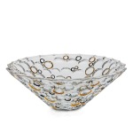 Bohemia Crystal Bohemia Bowl Lisboa With Gold & Black Circles Lead Crystal