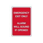 Emergency Exit Only Alarm Will Sound If Opened Safety Sign FE3