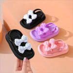 Trendy Cute Bowknot Open Toe Sandals For Girls Breathable Non-slip Sandals For Indoor Outdoor Beach