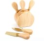 5PC Cheese Knife And Block Set - Gold Stainless Steel Wood Knife Kitchen Tool Set