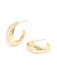 Goldair Gold Plated Cubic Zirconia Inlay Graduated Hoop Earrings