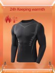 Men's Athletic Muscle Fit Fleece Lined T-Shirt Men's Thermal Compression T-Shirt Breathable Comfy Top For Running Shaping And Cy