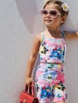 Girls' Summer Butterfly Print Tank Top And Shorts Set Colorful Casual Kids Outfit Beach Holiday Kid's Clothing Sleeveless And Br