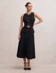 Amelia Layered A-line Midi Dress - 18 Black