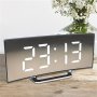 1PC Creative Curved Screen Electronic Clock With Large Screen LED Mirror Clock Modern Curved Alarm Clock Digital Alarm Clock Silent Alarm Clock. Two Power