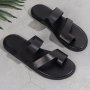 Men's PU Leather Thong Sandals Casual Non Slip Flip-flops Shoes Toe Post Sandals For Indoor Outdoor Walking Beach Shoes For Spring And Summer