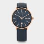 Polaris Rose Plated Blue Dial Blue Leather Watch