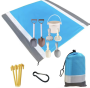 1.4M X 2M Waterproof Beach Blanket Picnic Mat With 7 Piece Sand Bucket Toys