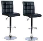 Bar Stools Kitchen Breakfast Chairs - Set Of 2 - Black Colour