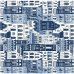 Printed Runner Delft Houses