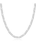 Waitsoul 925 Sterling Silver Figaro Chain Lobster Clasp 5MM Diamond Cut Figaro Link Chain Necklace For Men Women 16-30 Inches 20