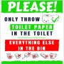 Please Throw Only Toilet Paper In The Toilet Sign 29X29CM-2 Pack