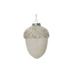 Plastic Pinecone With Glitter 10X12.5CM - White