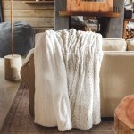 Brushed Printed Faux Fur Snow Leopard Blanket Natural