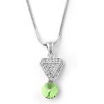 Silver Tone Pendant With Peridot Green Crystal