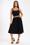 Casual Black Pleated Skirt