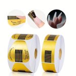 Golden Self-adhesive Nail Forms For Uv & Poly Gel Extensions - 20 50 100 500PCS Matte Finish Medium Square Shape Manicure Design