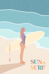 Surfer Girl Canvas Print - 600MM X 600MM