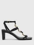 Gracie Ring Detail T Bar Strappy Sandal Heel - 40 Black
