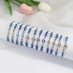 6PCS 12PCS Set Holiday Style Evil Eye Bead Bracelet For Men And Women Couples Random Color
