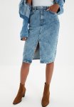 Slit Midi Denim Skirt - Blue
