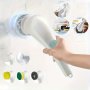 1 Set Rechargeable Electric Cleaning Brush With 5 Interchangeable Heads Multi-functional Cleaning Brush For Kitchen Bathroom Bedroom Living Room And Toilet Cleaning Supplies Cleaning Tool