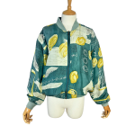 Vintage Printed Silk Bomber Jacket - L